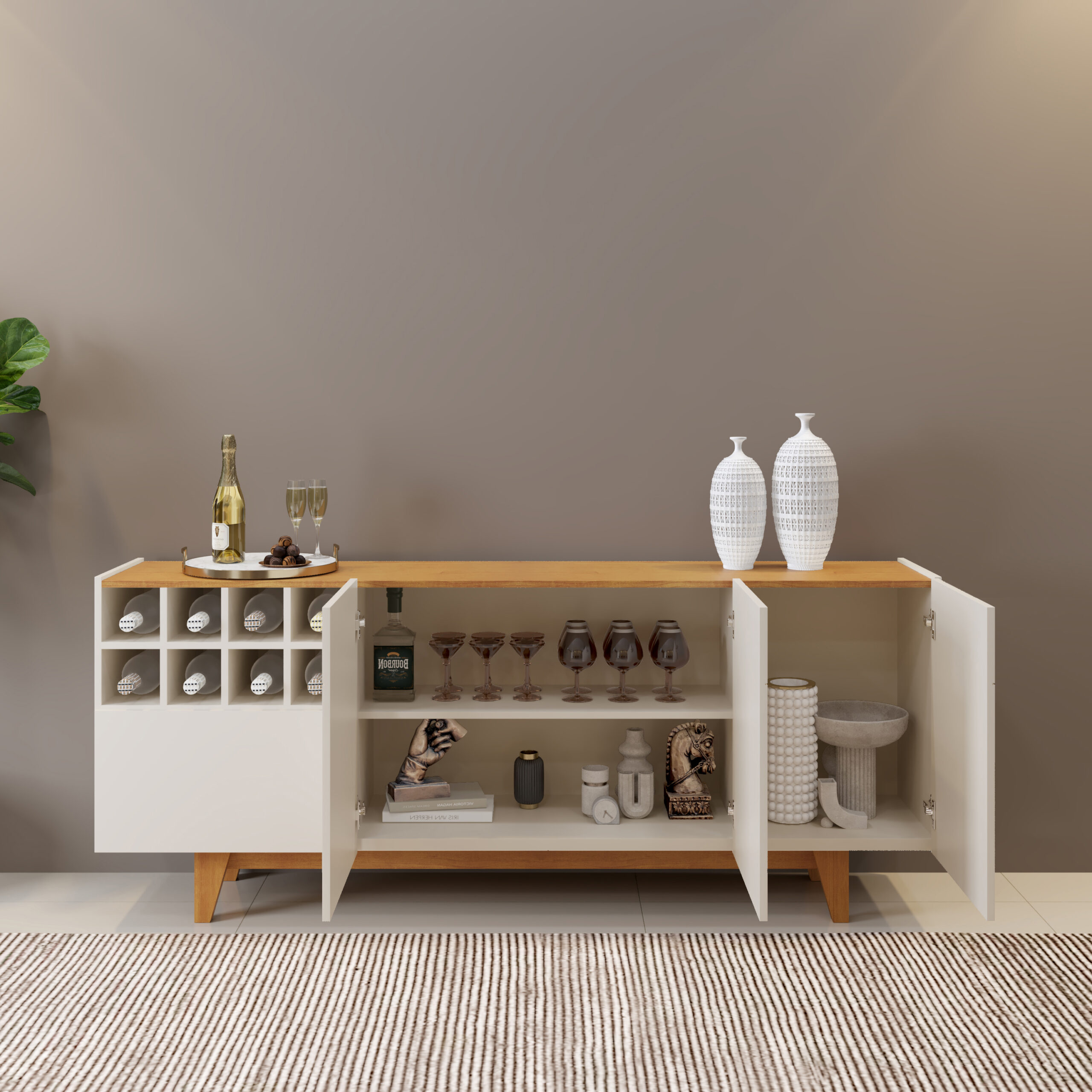 Buffet Philadephila - Frente - Ambiente - Off - Naturale - Sem Espelho - Aberto