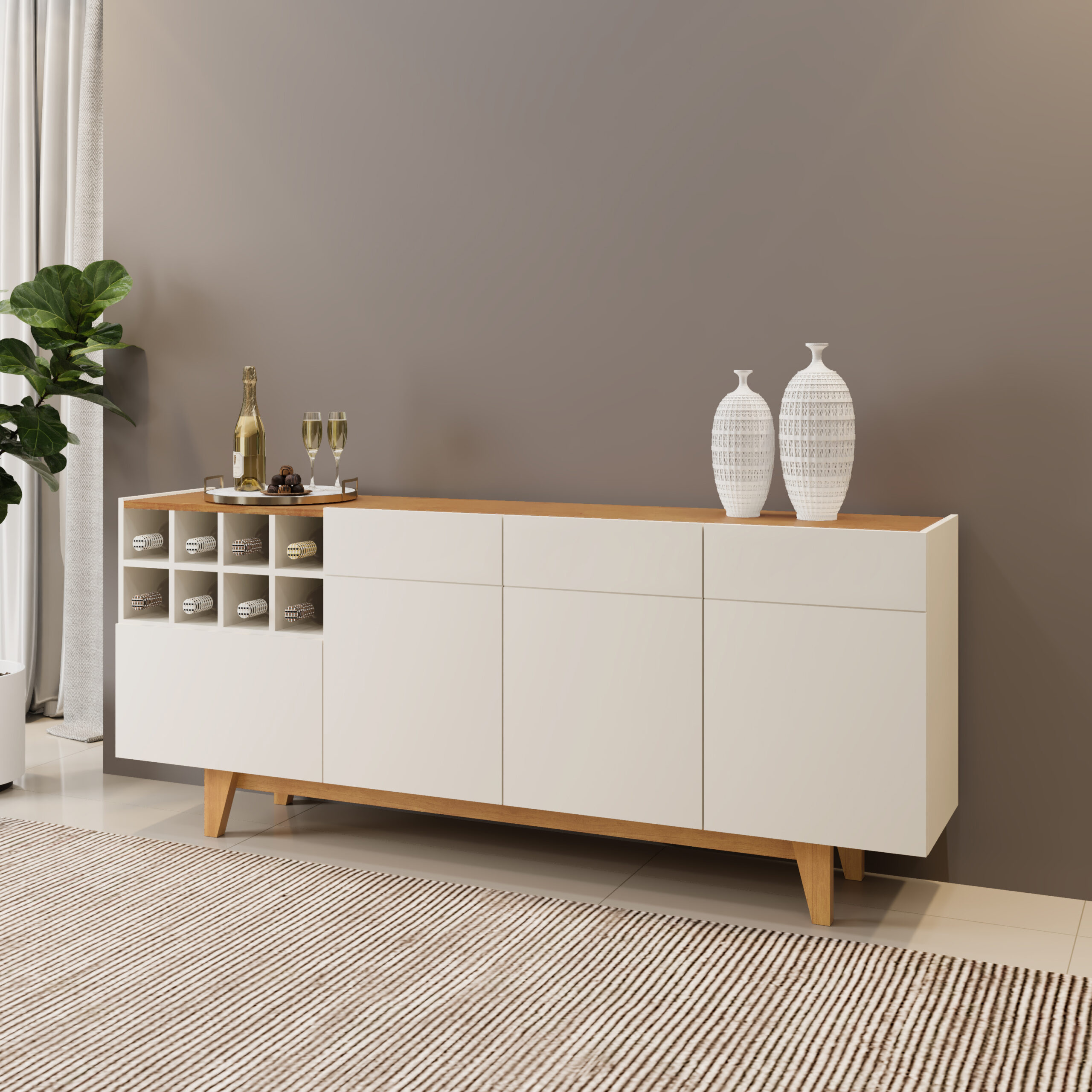Buffet Philadephila - Lado - Ambiente - Off - Naturale - Sem Espelho