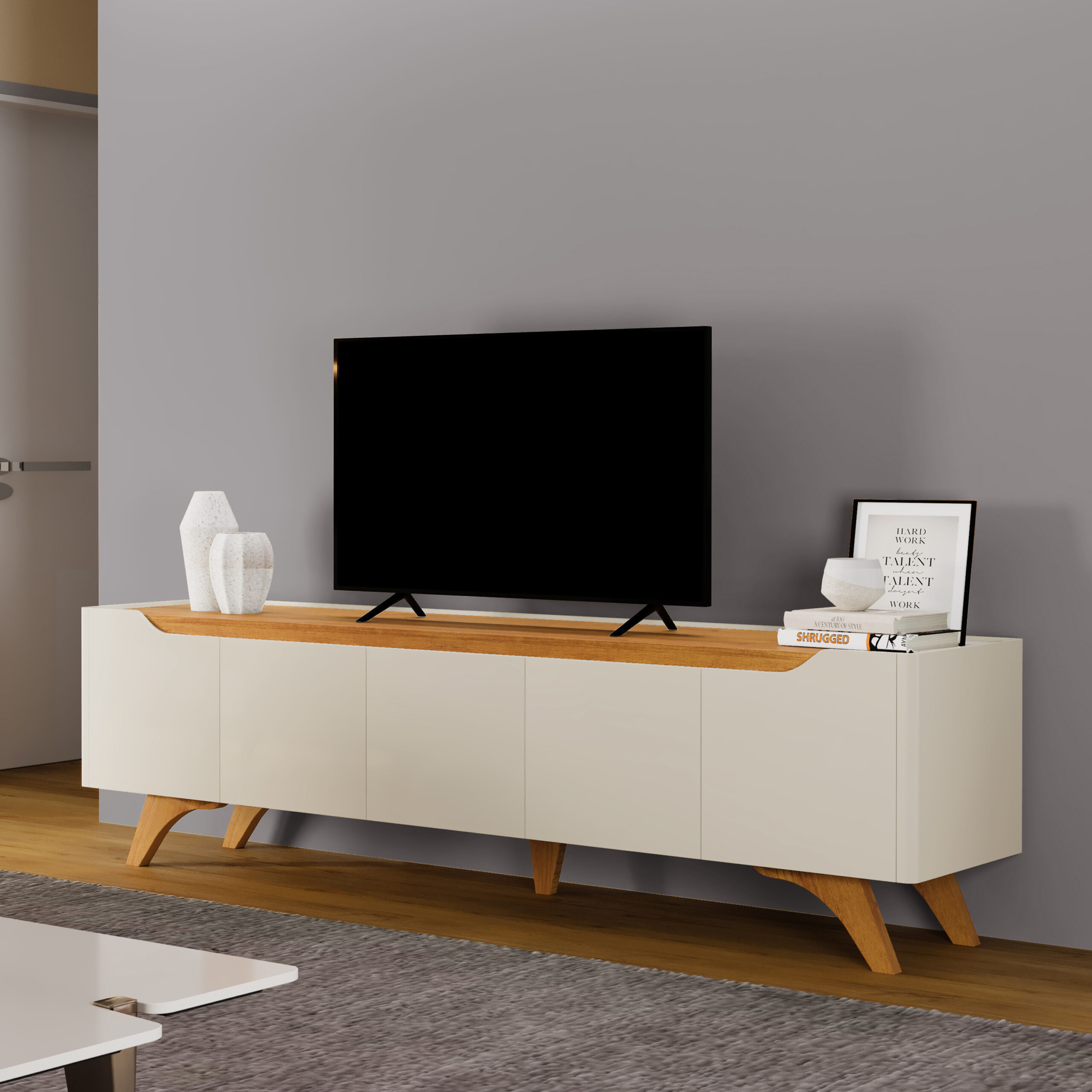 Rack Atenas - Off - Naturale - Ambiente - Lado