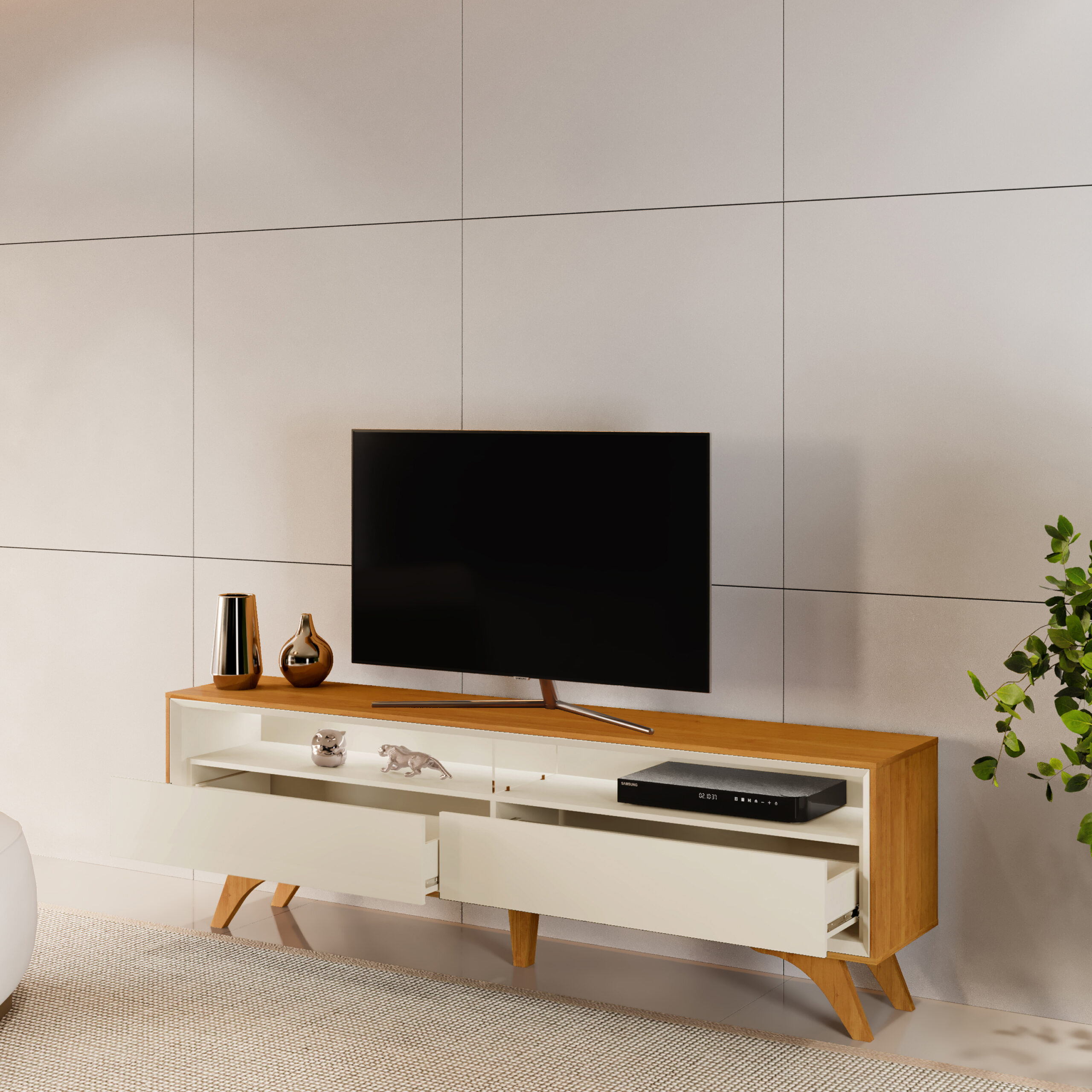 Rack Viena - Lado - Aberto - Ambiente - Naturale - Off