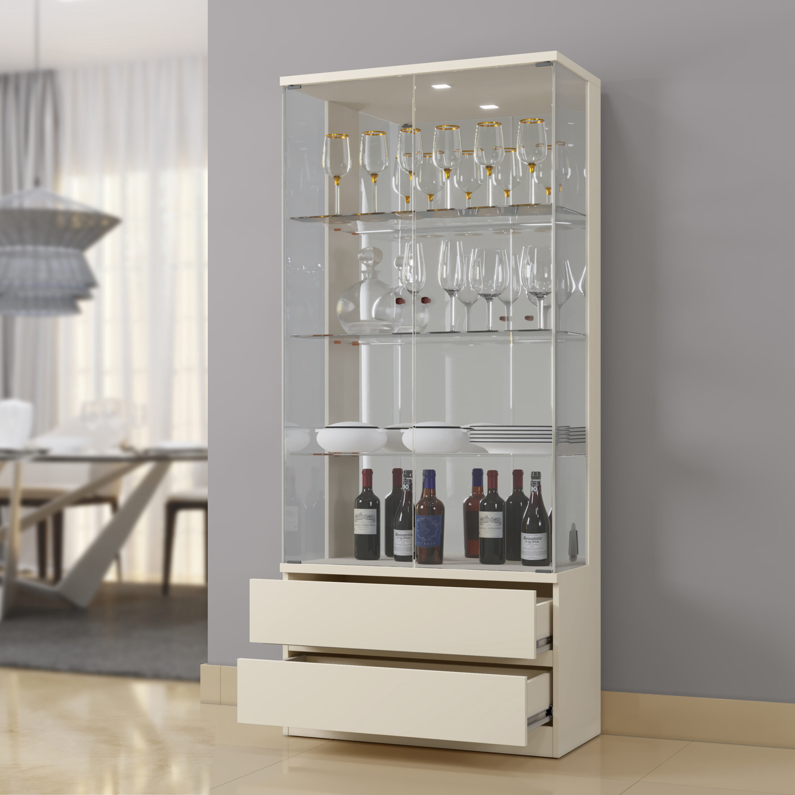 Cristaleira Diamante - Ambiente - Lado - Aberta - Off